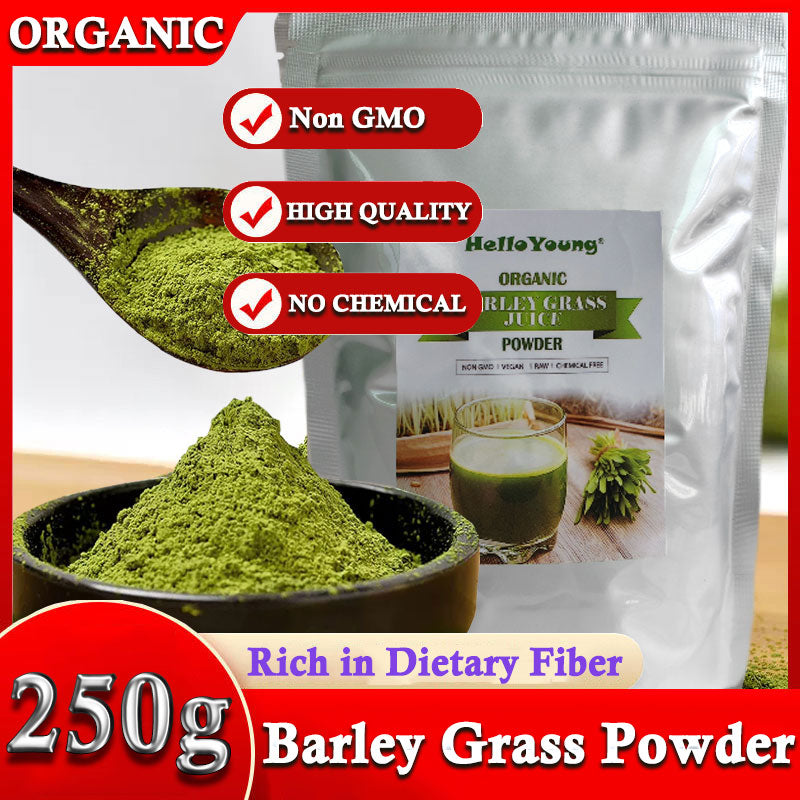 HelloYoung Organic Barley Grass Powder original 250g moistening intestines, Contains Iron Vitamin C, & Vitamin E – Non-GMO Main image