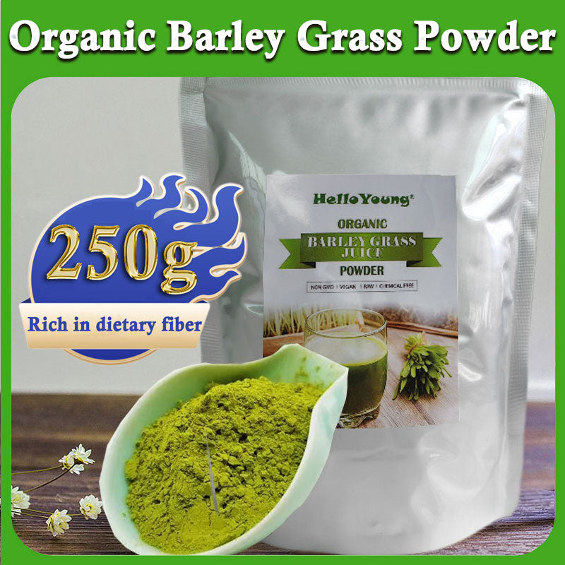 HelloYoung Organic Barley Powder 100% Pure and Natural, No Additives and Preservatives Cold Pressed Rich in Immune Vitamin, Fibers, Minerals, Antioxidants and Protein