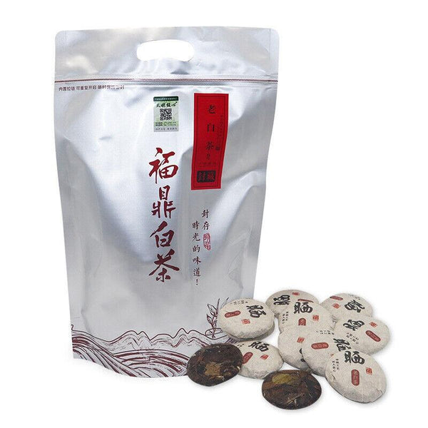 HelloYoungTea 500G Fuding White Tea Shoumei Gold Coin White Tea Round Cake 1 Capsule 1 Bubble