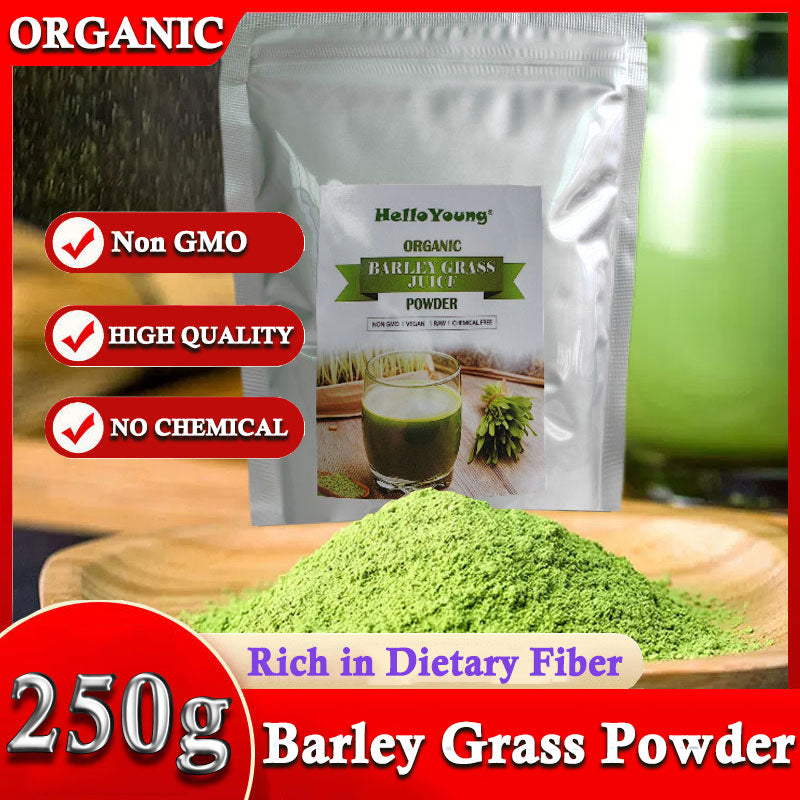 HelloYoung Barley grass official store Organic Barley Grass Powder original 250g RAW, GREENISH LIKE LEAVES, NO PRESERVATIVE,NON GMO Main image