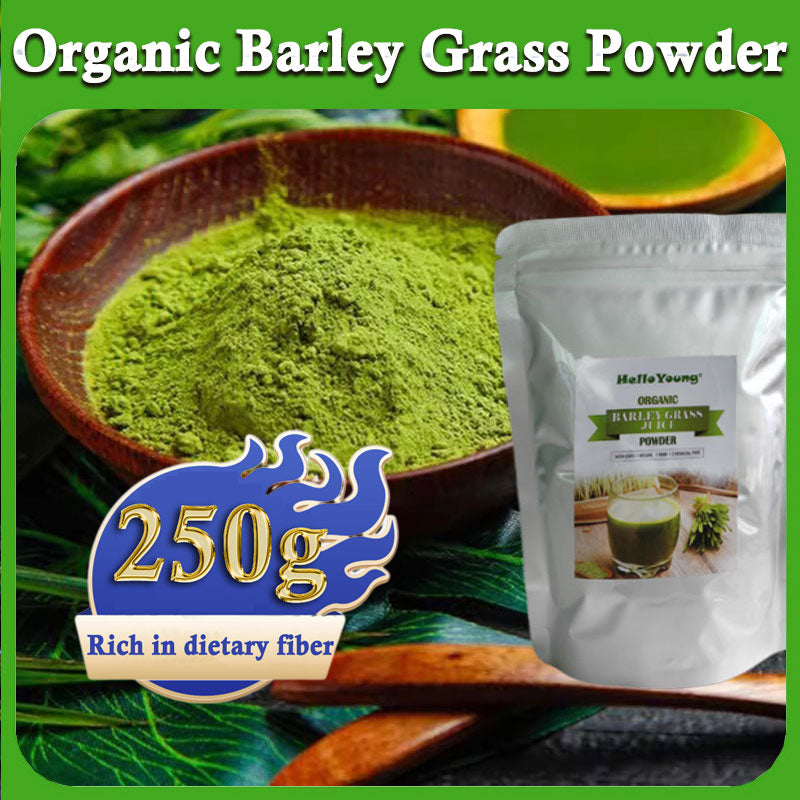 HelloYoung Unsweetened Premium Organic Barley Grass Powder 250g 100% Organic Barley Low Carb Diabetic Friendly e for weight loss