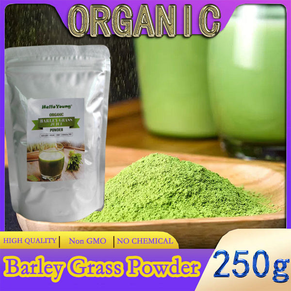 HelloYoung Organic Barley Grass Powder original 250g barley grass official store pure organic barley Antioxidant-Rich, Energy Booster Organic Grass Powder