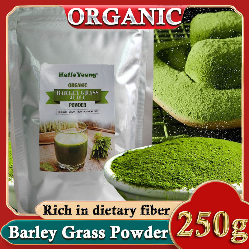 HelloYoung 250g Organic Barley Grass Powder Gluten Free Non-GMO Superfood Vegan for lose weight barley powder pure organic body detoxification