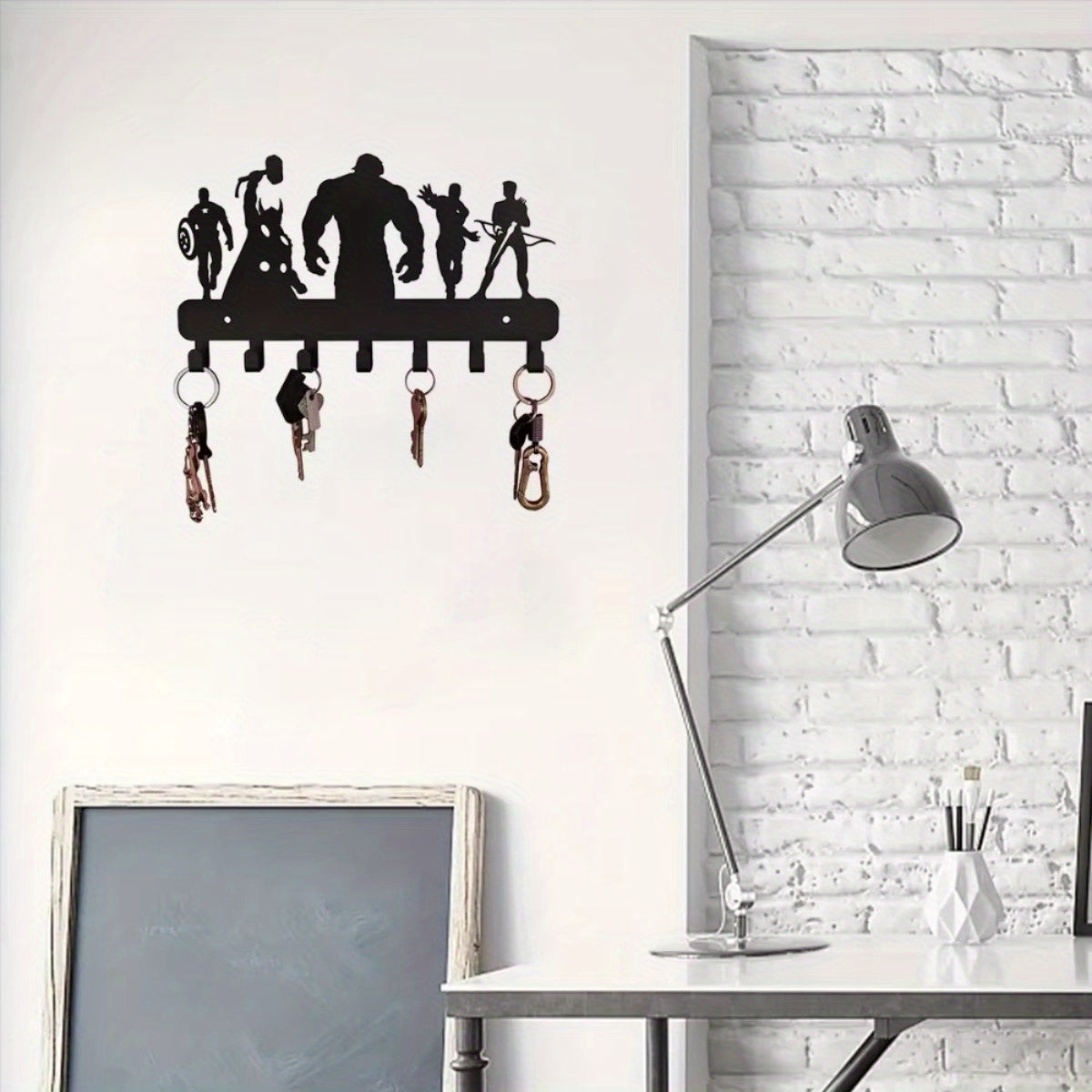 7 Hook Metal Key Holder Wall Mounted Organizer Stylish Towel Hooks That Suit Kitchen and Home Deliver Ultimate Convenience.Wall Sculptures