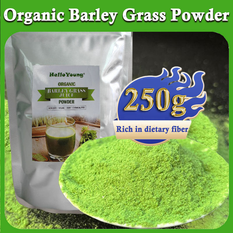 HelloYoung Barley Grass Powder Original 100% Pure And Organic Green Tea Barley Grass Powdered Drink Gluten-Free Soy-Free Vegan & Paleo – Daily Greens Booster