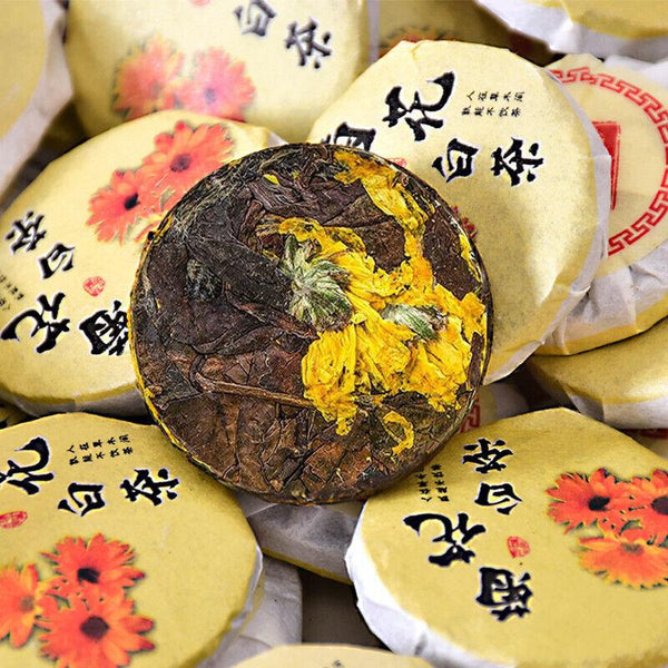 HelloYoungTea Chrysanthemum White Tea Cake Fuding White Tea Gongmei Golden Chrysanthemum Tea