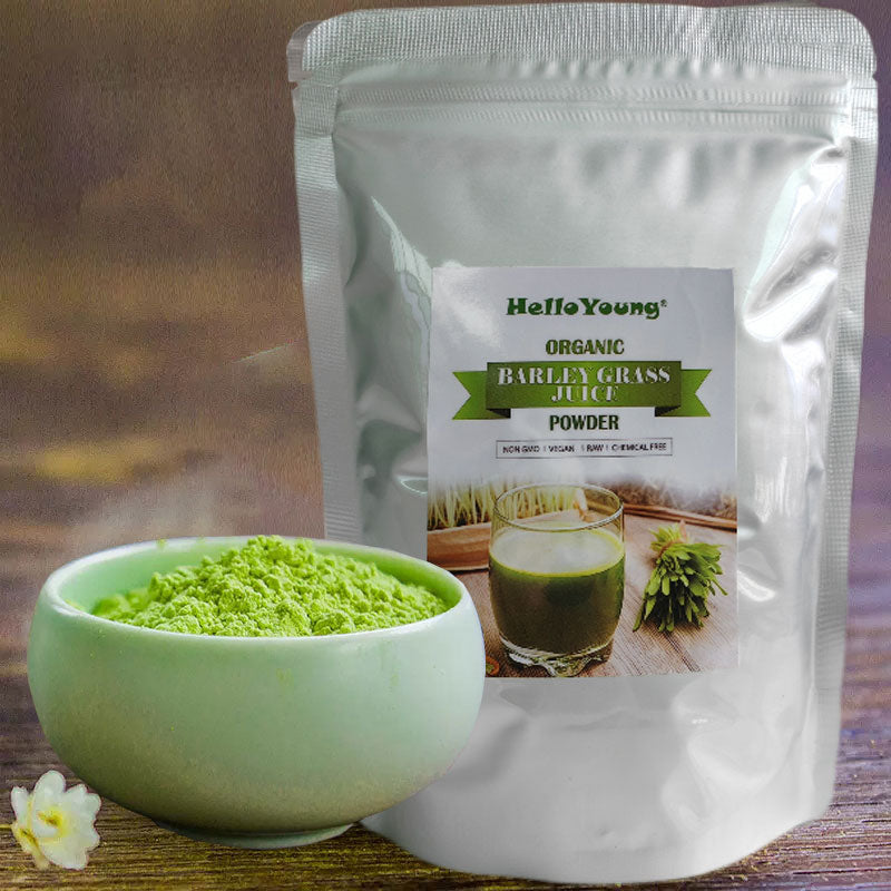 HelloYoung Organic Barley Grass Powder 250g original moistening intestines, burning fat, purifying liver, lowering cholesterol, beautiful skin, healthy slimming drink