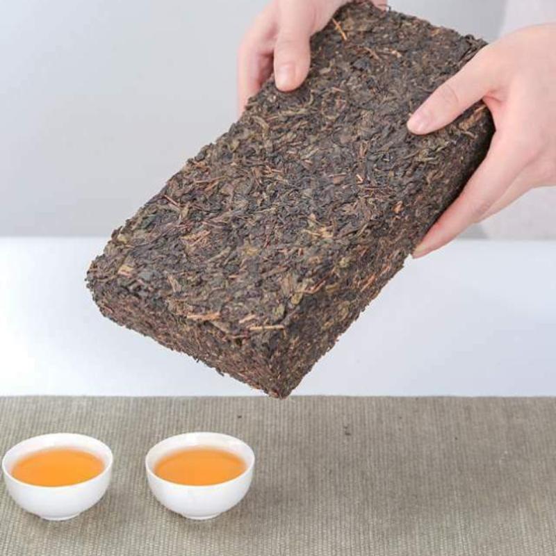 HelloYoungTea Hunan Anhua Golden Flower Dark Brick Tea Fu Zhuan Dark Tea Fu Brick Tea 760g