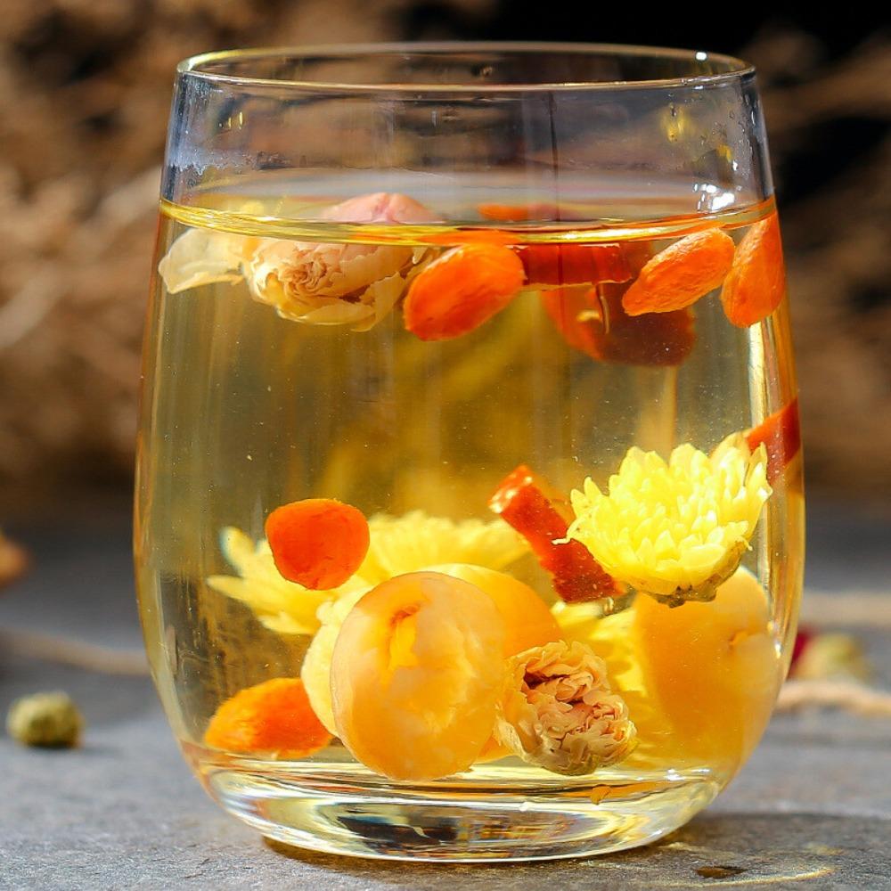 HelloYoungTea 120g Organic Five Treasure Tea Herbal Blend with Longan Goji Red Dates Rose Chrysanthemum