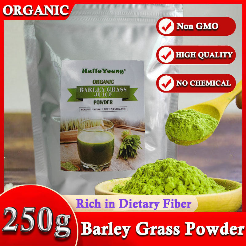 HelloYoung Barley Grass Powder Organic 100% Natural Pure Barley Grass Low Sugar Body Detoxification and Weight Loss Barley Health Matcha Beverage Main image
