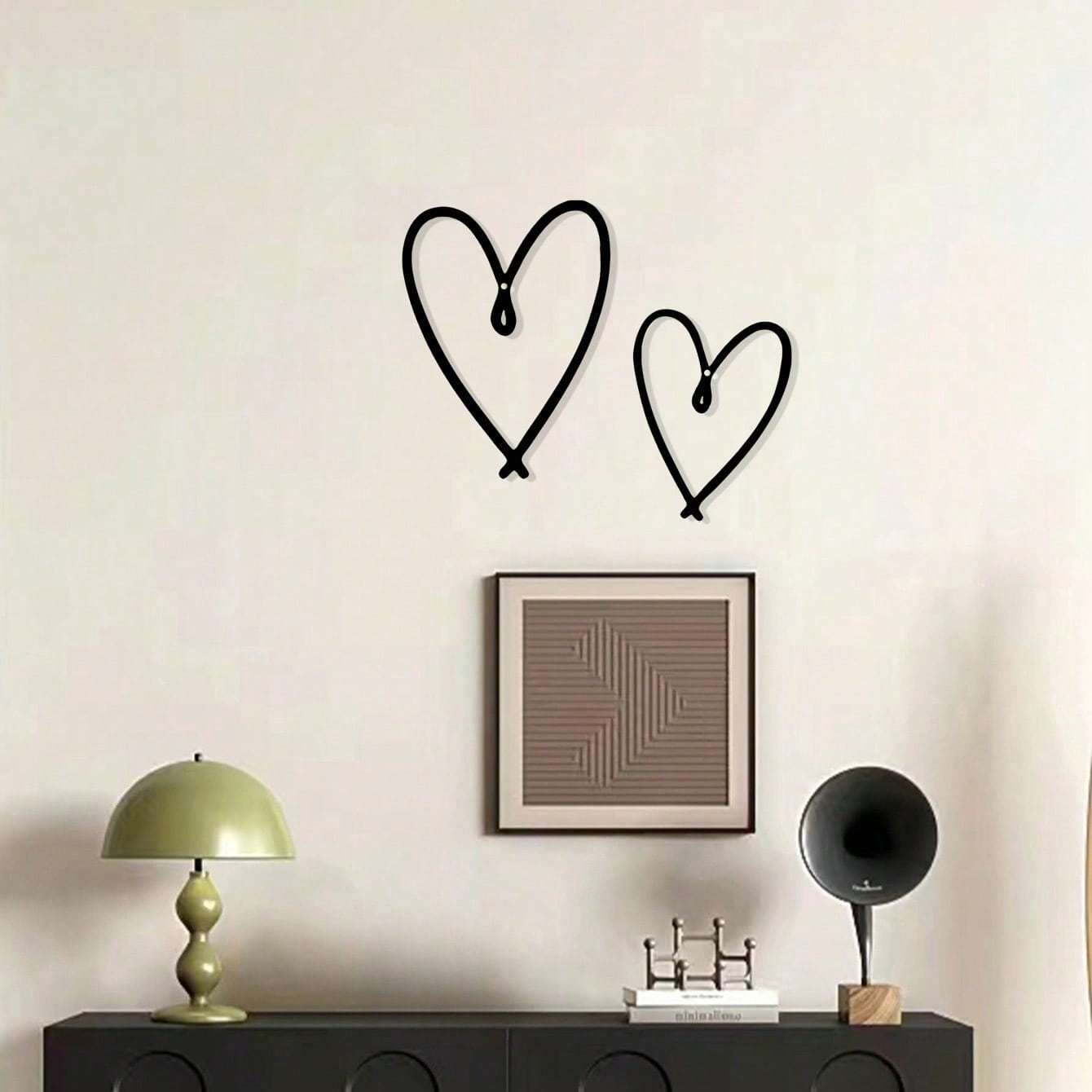 HELLOYOUNG 2pcs/ Set Unique Personalized Heart Shape Metal Wall Sign with Chic Aesthetic Design, Perfect Valentine's Day Gift, Suitable for Home, Living Room, Office, Bar, Kitchen & Coffee Shop Decor, Ideal for New Year & Birthday Celebrations