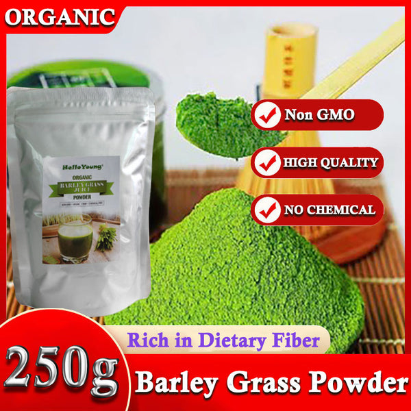HelloYoung Barley Grass Powder 100% Pure & Organic Organic Barley Grass Powder Pure Organic Barley for Women and Men 250g Weight Loss Barley Health Matcha Beverage