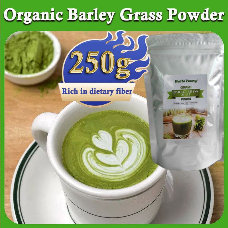 HelloYoung Barley Grass Powder original Easy to drink Pure Organic Barley Juice lowering cholesterol, beautiful skin, healthy slimming drink