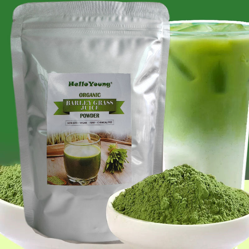 HelloYoung Organic Barley Grass Powder 250g original Cold Pressed Rich in Immune Vitamin, Fibers, Minerals, Antioxidants and Protein, Support Immune System and Digestion, Vegan