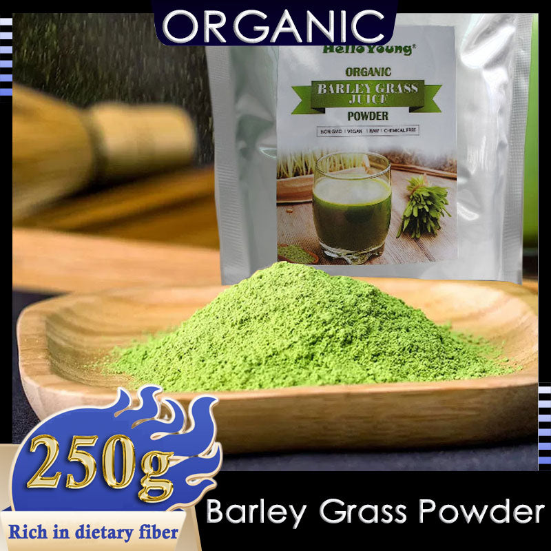 HelloYoung Barley Grass Powder Original 100% healthy Pure Organic Barley RAW, GREENISH LIKE LEAVES, NO PRESERVATIVE,NON GMO Main image