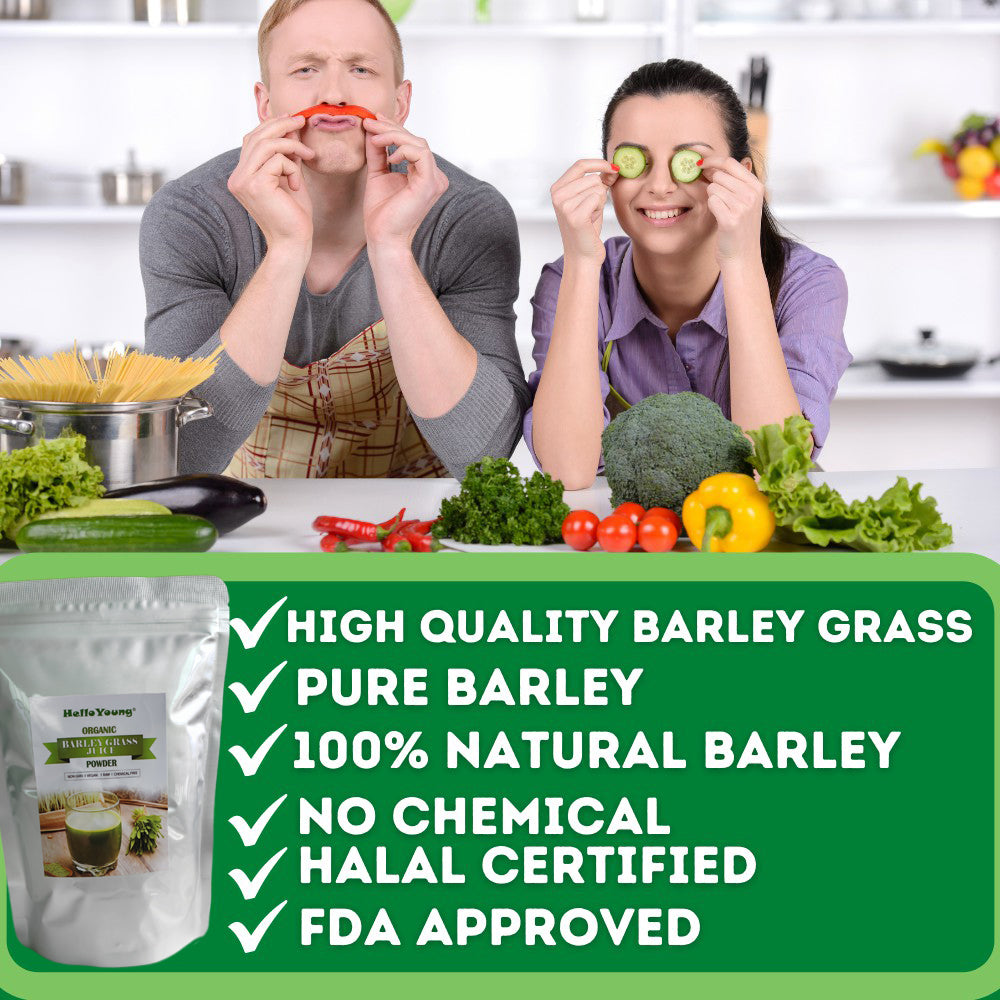 HelloYoung Organic Wheatgrass Juice Powder Chlorophyll & Trace Minerals No Maltodextrin & Sugar
