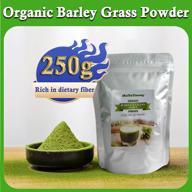 HelloYoung Unsweetened Premium Organic Barley Grass Powder 250g Organic Non-GMO Vegan Cold-Juiced and Low-Temperature Dried Main image
