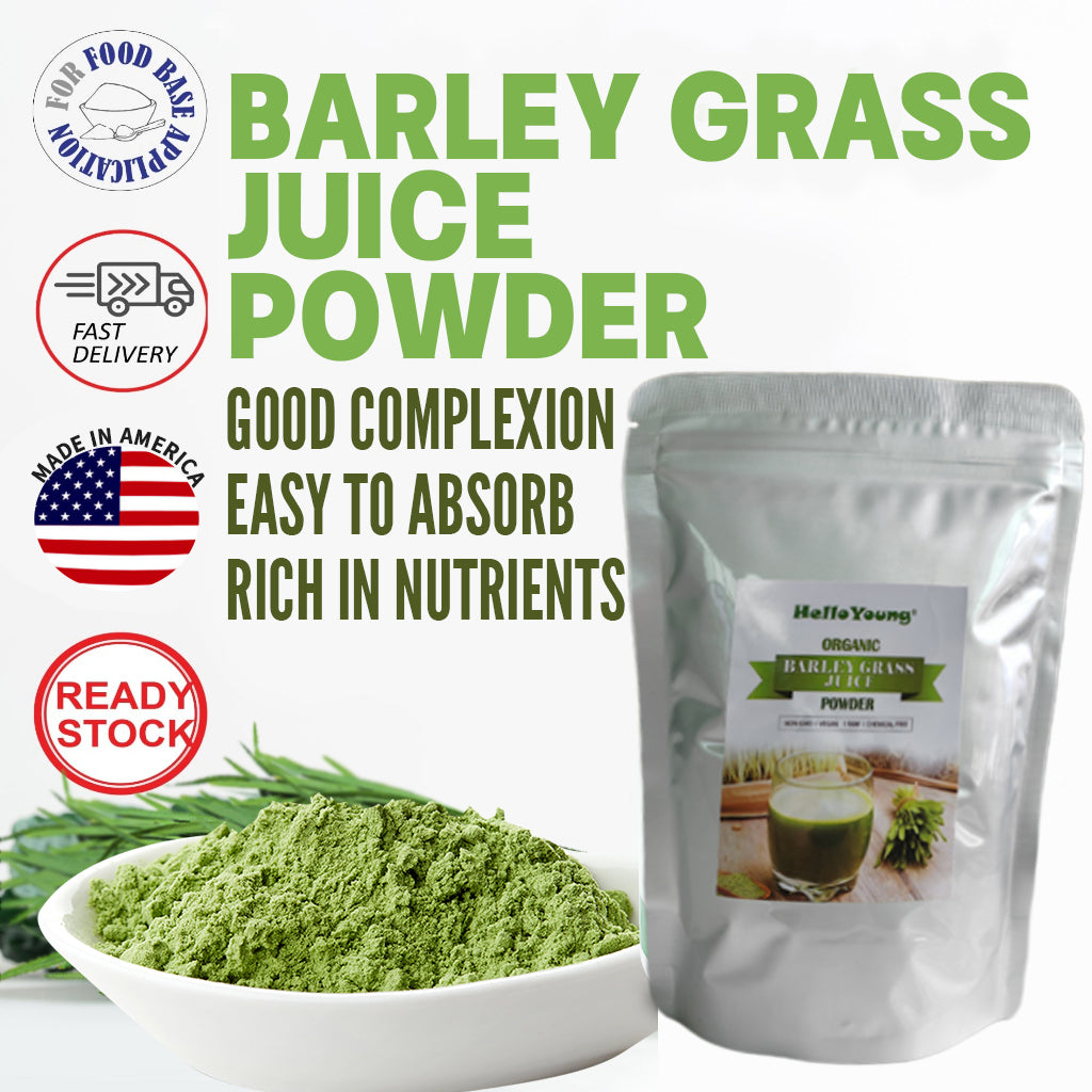 HelloYoung Organic Barley Grass Powder original 250g barley grass official store pure organic barley for Immunity Support and Whole Food Supplement, Rich in Fibers, Vitamins, Minerals