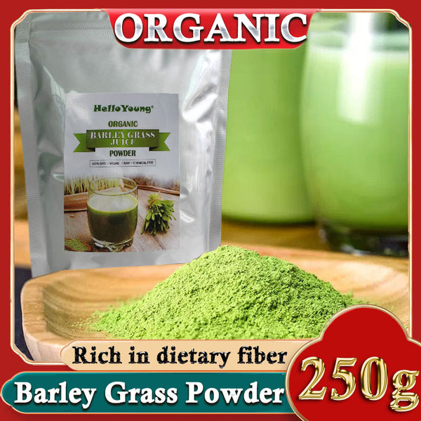 HelloYoung HelloYoung 250g Organic Barley Grass Powder Gluten Free Non-GMO Superfood Organic Barley Low Carb Diabetic Friendly e for weight loss
