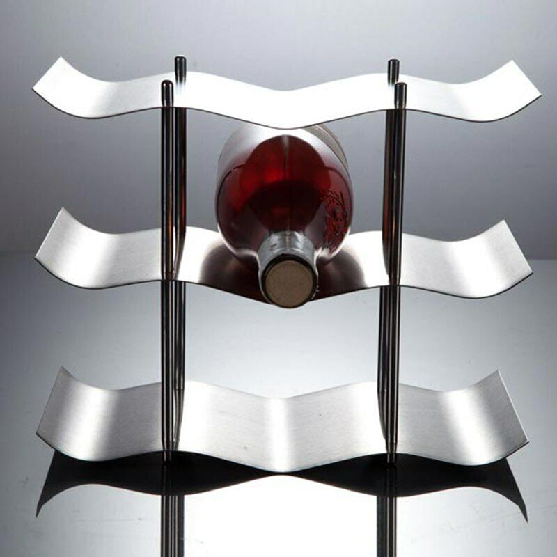 Red Wine Bottle Home Bar Tool Shelf 3-layers Stainless Steel Rack Holder Bracket
