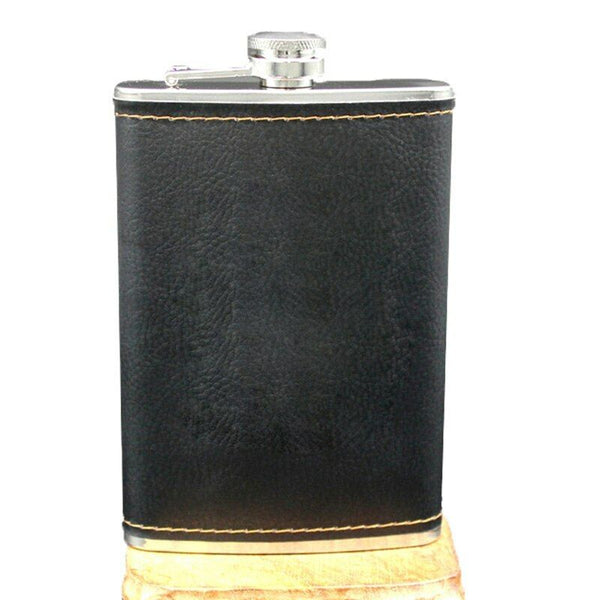 9oz Stainless Steel Hip Flask Leather Whiskey Wine Bottle Alcohol Pocket Flagon