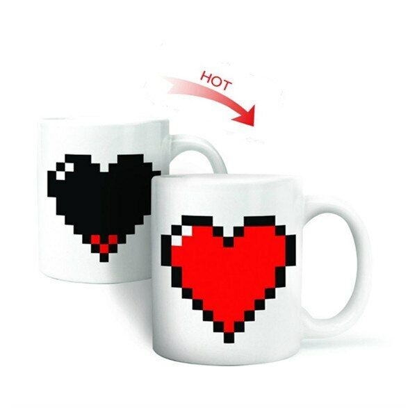 Coffee Milk Tea Cup Set Ceramic Heart Magic Temperature Changing Color Mugs Cup