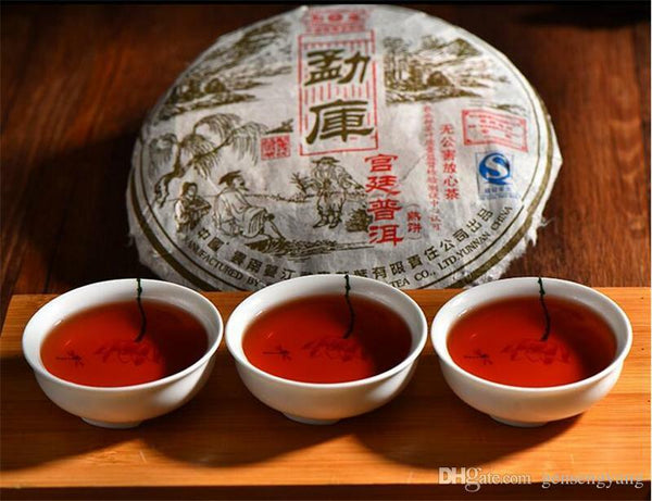 HelloYoung Gong Ting Royal Old Puer Tea Cake Yunnan Mengku Ripe Pu-erh Tea Black Tea 400g 茶
