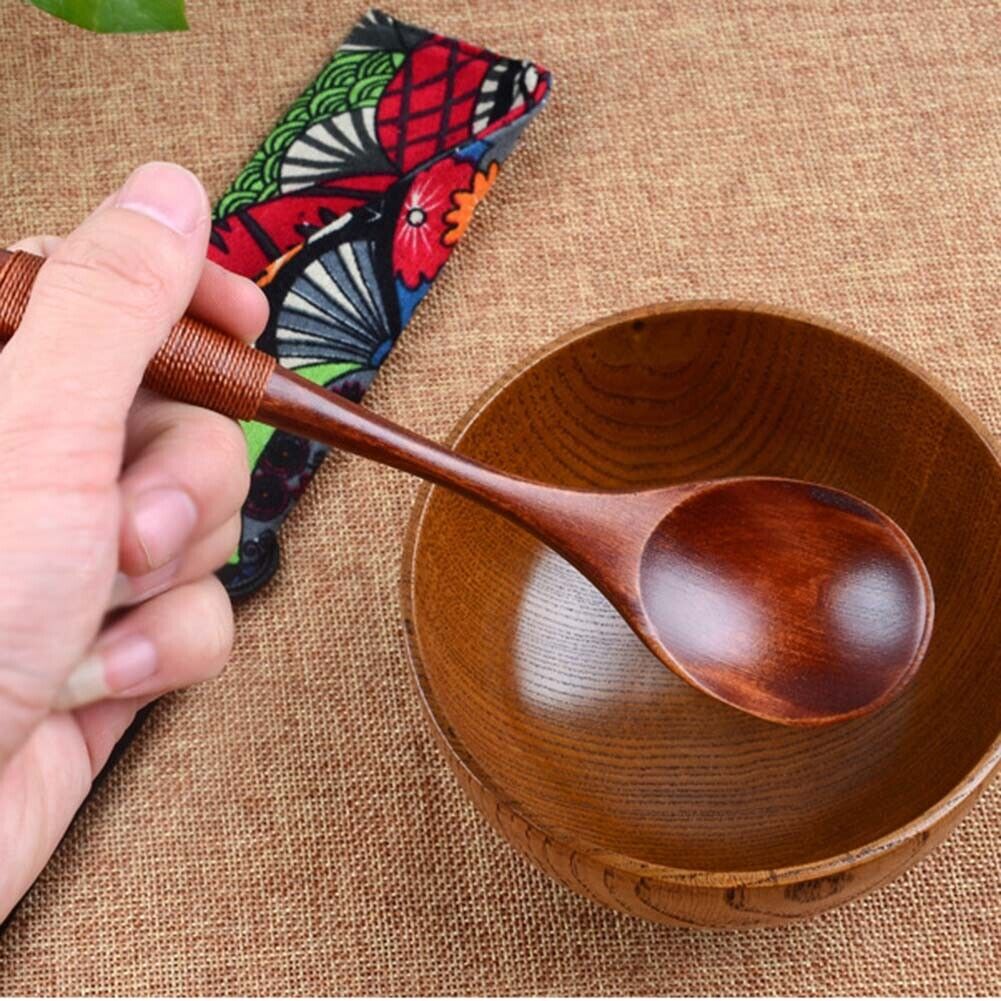 Wooden Spoon Soup Coffee Stirring Ice Cream Cooking Utensil Coffee Tea Spoons