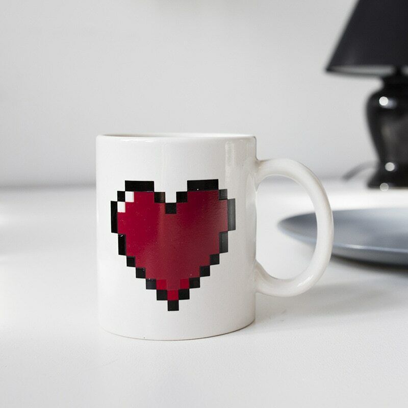 Coffee Milk Tea Cup Set Ceramic Heart Magic Temperature Changing Color Mugs Cup