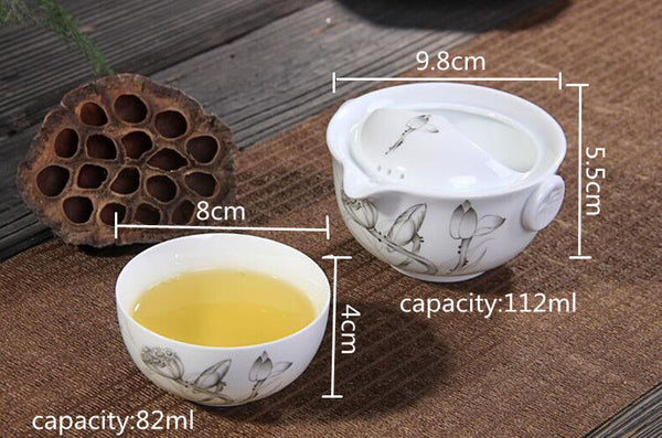 Tea Set Include 1 Pot 1 Cup Elegant Gaiwan Eeasy Teapot Kettle Porcelain Teapot