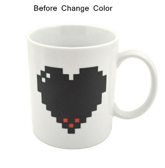 Coffee Milk Tea Cup Set Ceramic Heart Magic Temperature Changing Color Mugs Cup
