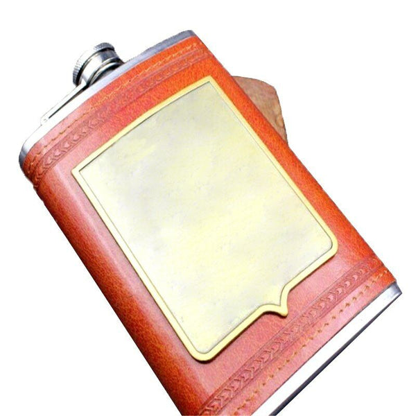 Alcohol Pocket Flagon Stainless Steel Hip Flask Leather Whiskey Wine Bottle 9oz