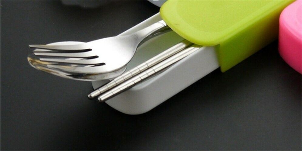 Three-piece Outdoor Portable Tableware Set Stainless Steel Lunch Spoon Tableware