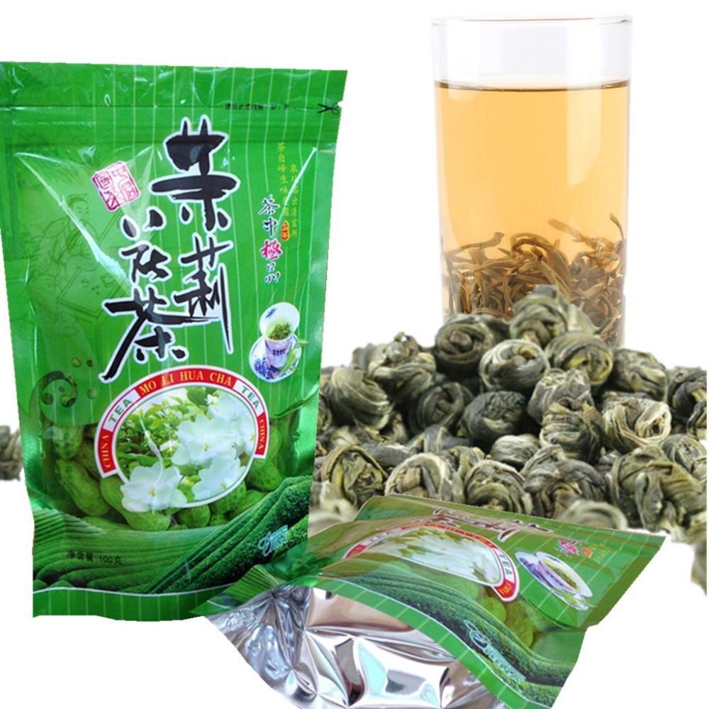 HelloYoung Jasmine Flower Tea Herbal Fragrant Floral Tea Dried Pearl Organic Green Tea 100g