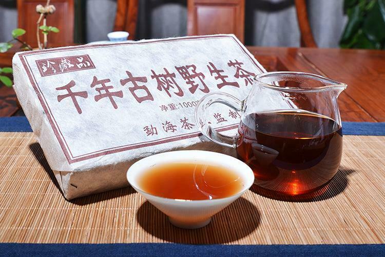 HelloYoung Cooked Pu erh Tea Brick Thousands of Years Old Trees Ripe Puerh Tea Yunnan 1000g