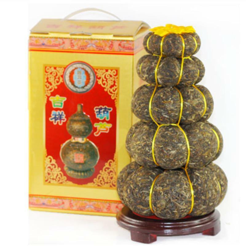 HelloYoung Craft Pu Er Tea Gourd Decoration Gift Puer Cha Tea Yunnan Pu-erh Tea Gift 1000g