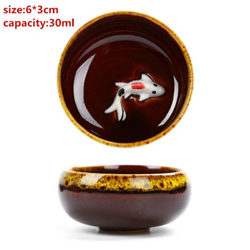 4 pcs/lot 3D Ceramic CupTea Set Carp Gifts Tea Cup Dehua Binglie China Kung Fu Main image