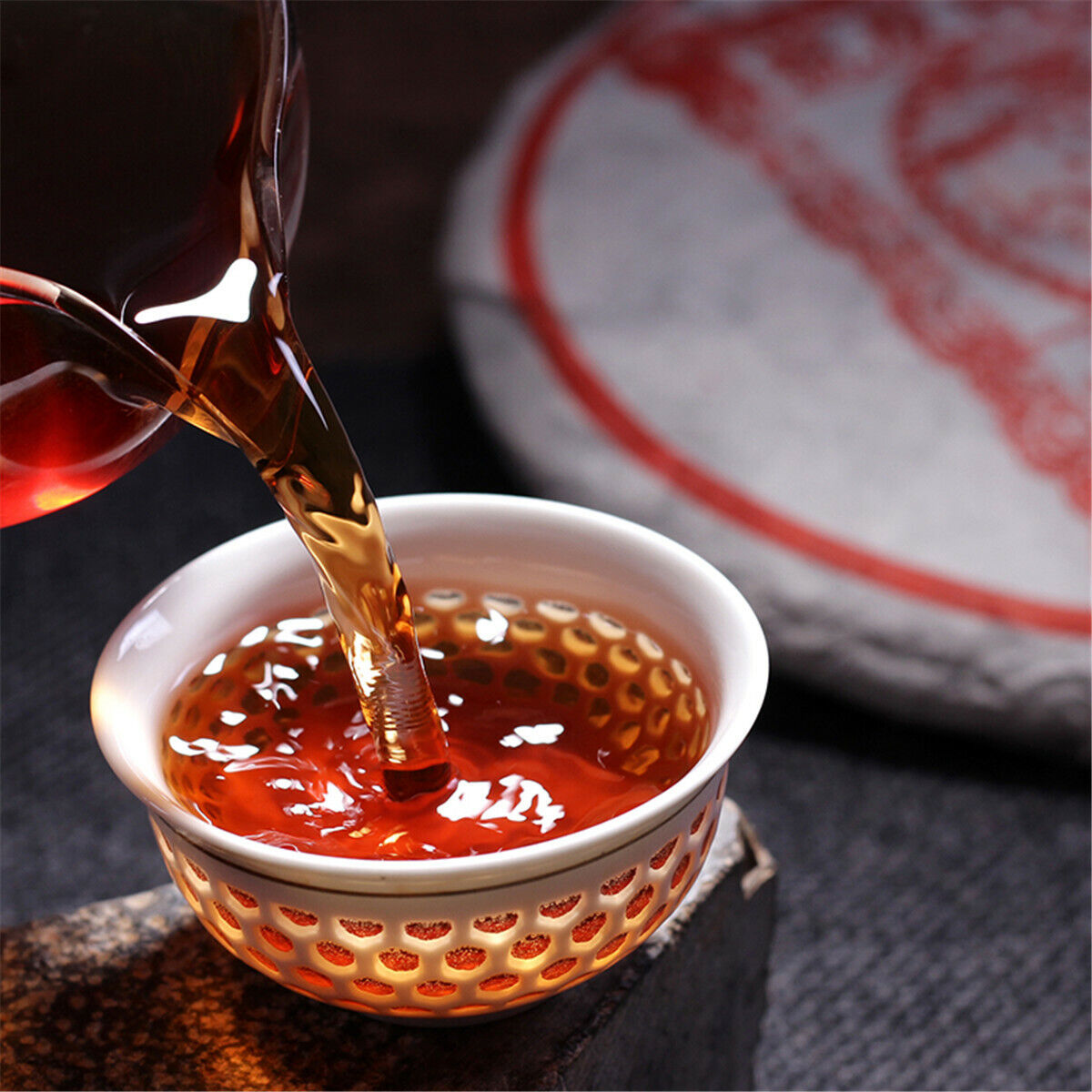 HelloYoung Chinese Tea Pu-erh Tea Cake Black Tea Yunnan Tong Qing Hao Ripe Puer Tea 357g