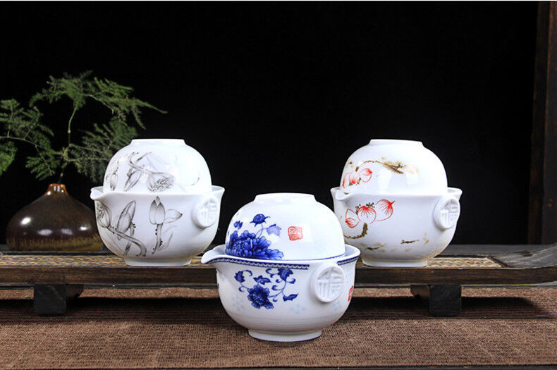 Fashion Tea set Include 1 Pot 1 Cup elegant gaiwan Beautiful and easy teapot kettle Blue and white porcelain teapot Main image