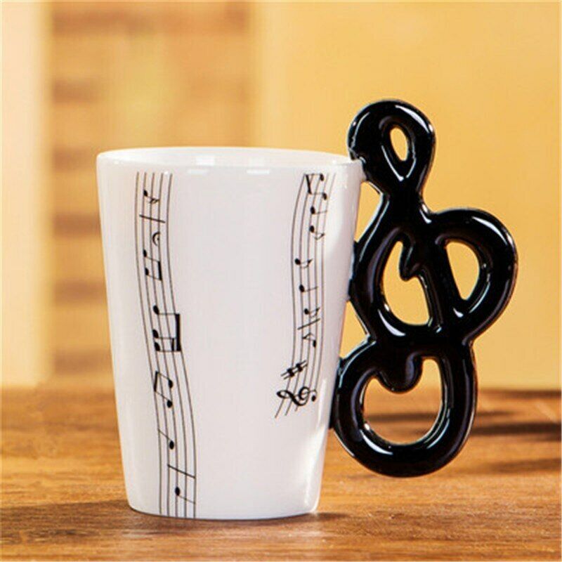 Milk Stave Cups with Handle Music Violin Guitar Ceramic Coffee Tea Drinkware Mug
