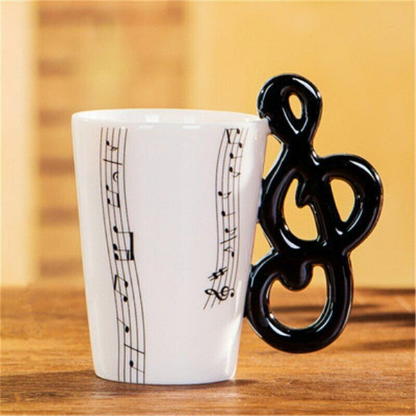 Milk Stave Cups with Handle Music Violin Guitar Ceramic Coffee Tea Drinkware Mug