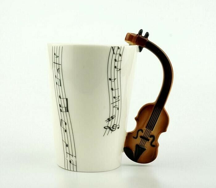 Milk Stave Cups with Handle Music Violin Guitar Ceramic Coffee Tea Drinkware Mug Secondary image