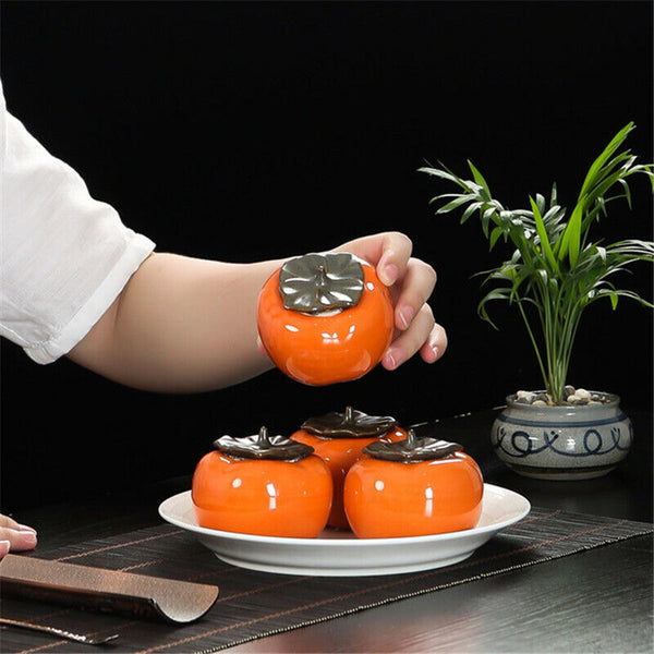 Tea Canister Coffee Box Ceramic Persimmon Caddy Storage Sealed Jar Cans Tea Set