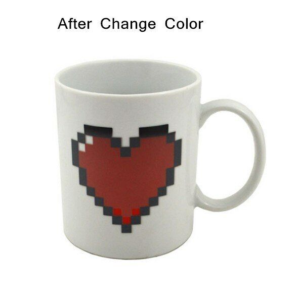 Coffee Milk Tea Cup Set Ceramic Heart Magic Temperature Changing Color Mugs Cup