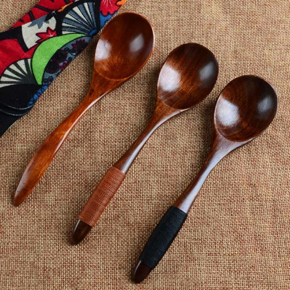 Wooden Spoon Soup Coffee Stirring Ice Cream Cooking Utensil Coffee Tea Spoons