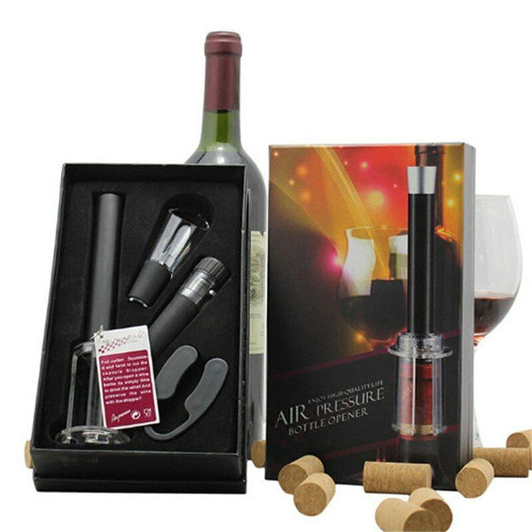 4pcs/set Wine Opener Set Gift Kitchen Pourer Wine Stopper Air Pressure Corkscrew