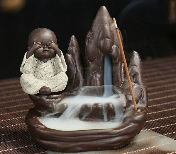Incense Burner The Little Monk Small Buddha Censer Backflow Incense Burner