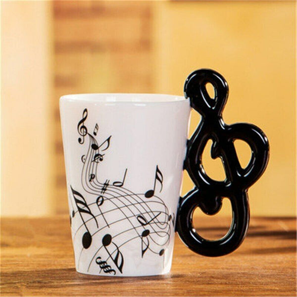 Milk Stave Cups with Handle Music Violin Guitar Ceramic Coffee Tea Drinkware Mug