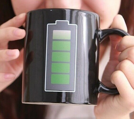 Ceramic Mug Cup Battery Magic Positive Energy Color Changed Coffee Tea Milk Mugs
