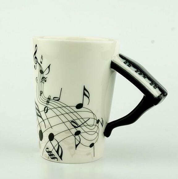 Milk Stave Cups with Handle Music Violin Guitar Ceramic Coffee Tea Drinkware Mug